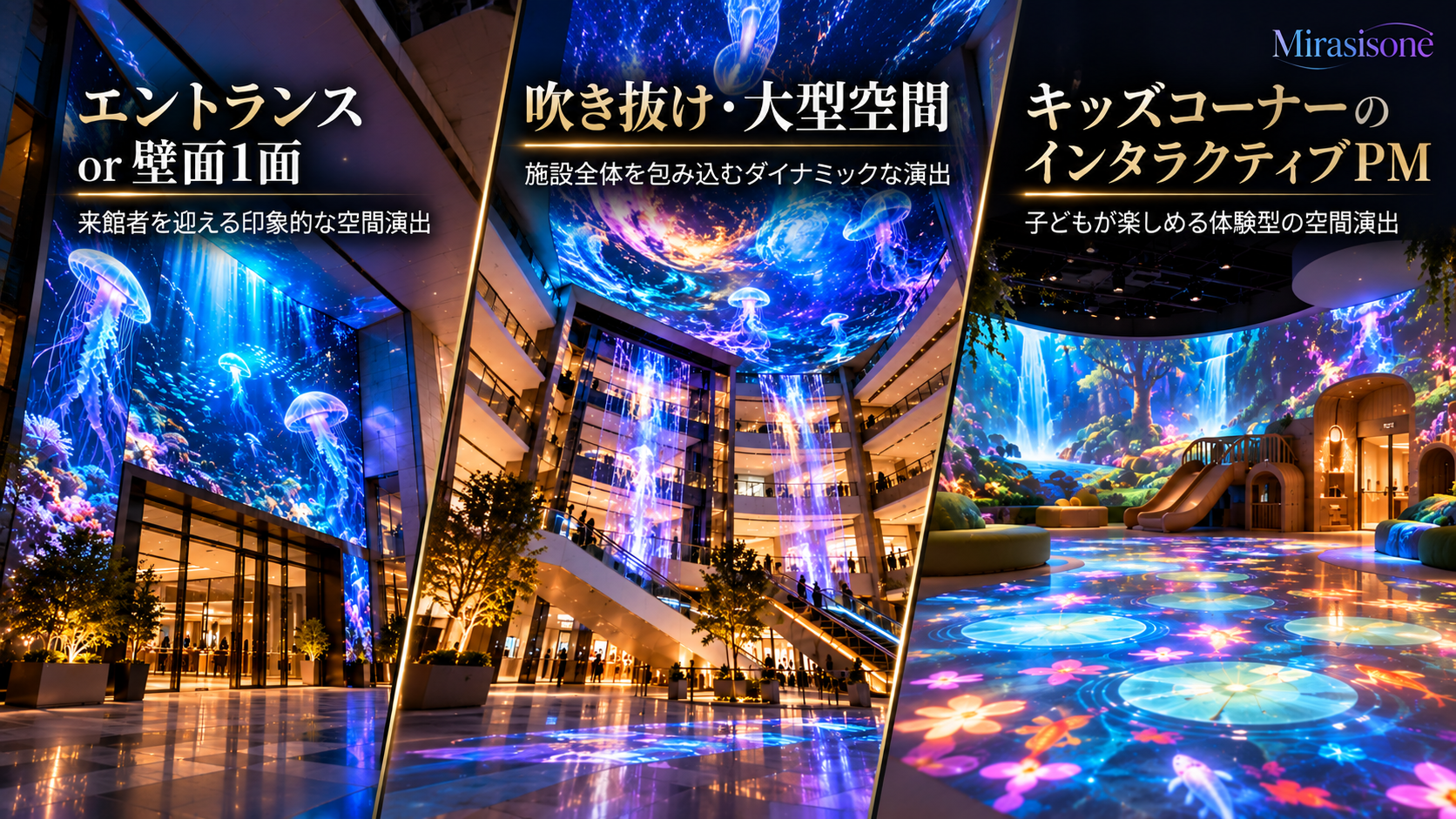 商業施設向けプロジェクションマッピング費用の目安|エントランス・吹き抜け・キッズコーナーの規模別相場